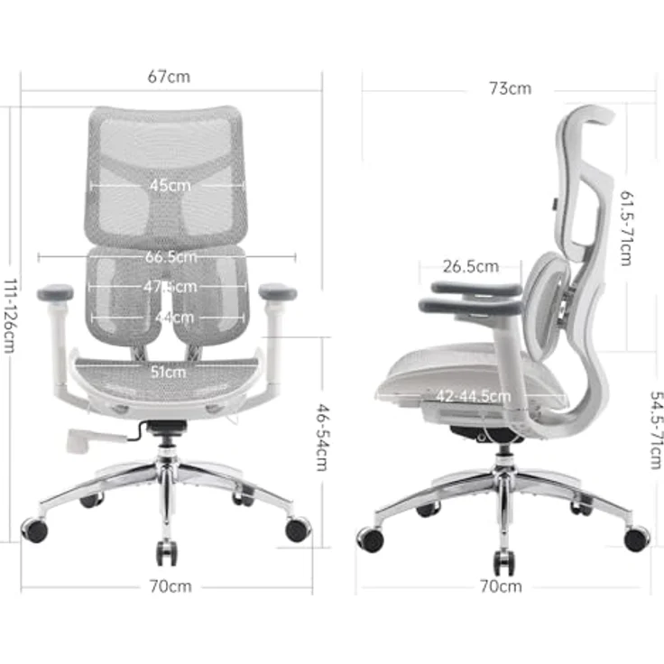 SIHOO Doro S100 Ergonomischer Bürostuhl mit dualer dynamischer Lordosenstütze, 5-fach verstellbarer Rückenlehne und 4D-Armlehnen, ideal für das Home Office (Weiß) – Bild 3