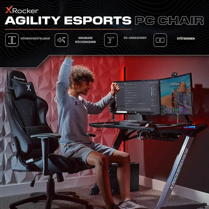 X Rocker Gaming-Stuhl Agility eSports Gaming Bürostuhl fur Jugendliche – Bild 4