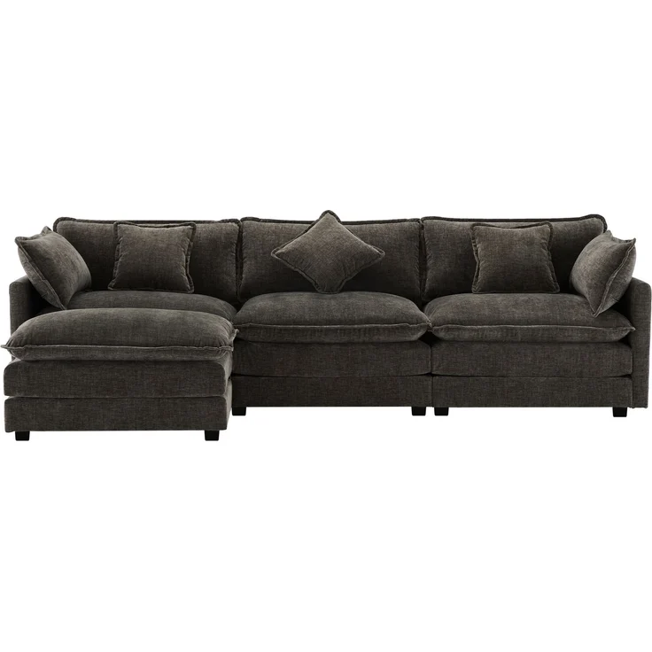 DESVIAE Sofa, 3-Sitzer mit beweglichem Fußhocker, 283x84x147 cm, Chenille, Dunkelgrau – Bild 7