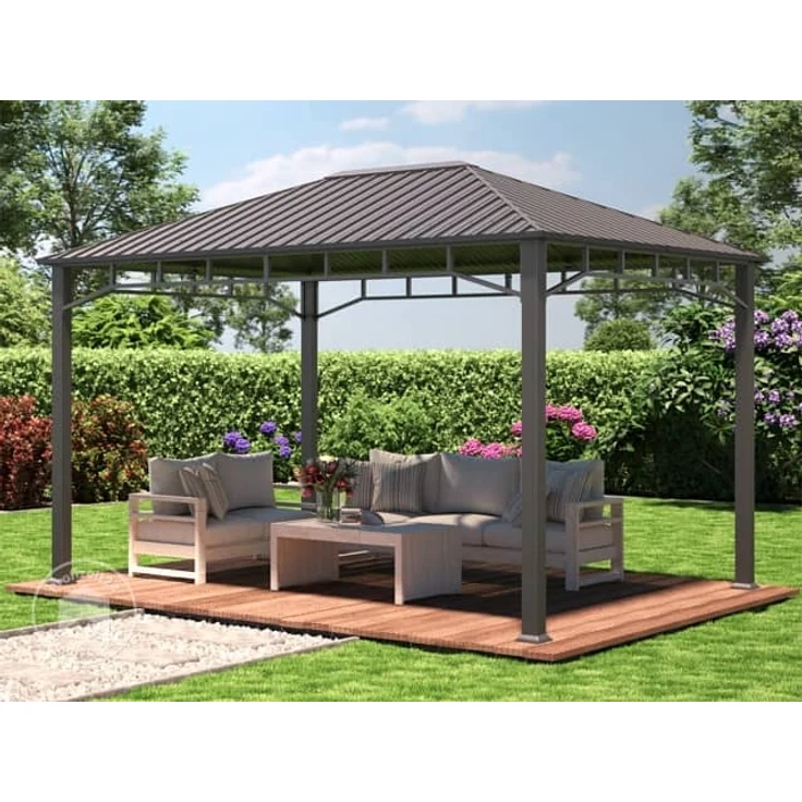 Gartenpavillon 3x4 m Stahldach Hardtop ohne Seitenteile, Pfosten 9x9 cm – Bild 1