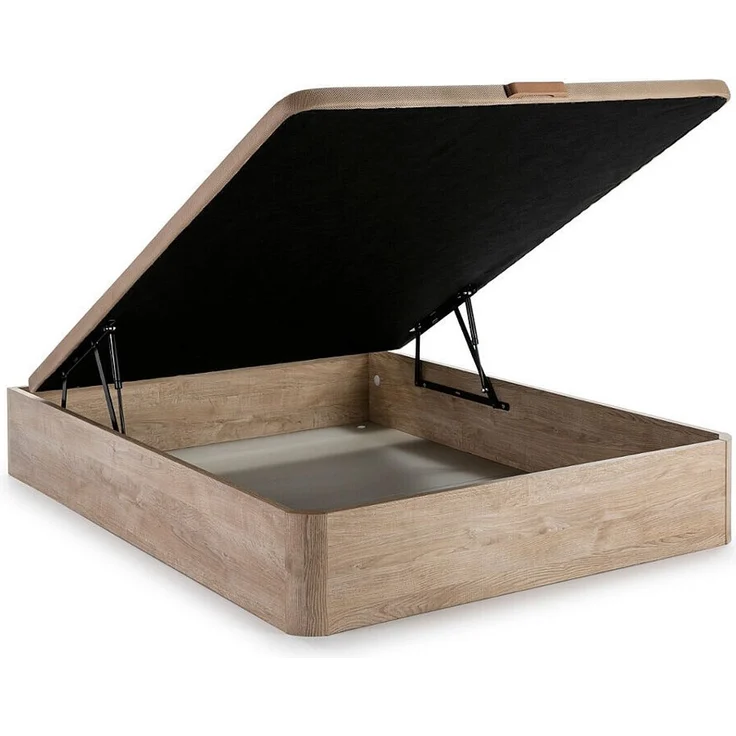 Vente-unique - Bett-Set 160 x 200 cm - Bettkasten naturhell + Taschenfederkernmatratze 5-Zonen mit Memory-Schaum-Auflage und anti-Bettwanzen-Bezug, Höhe 24 cm - VIREVO von NATUREA – Bild 8