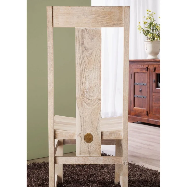 Stuhl Akazie 45x47x110 white stone getüncht NATURE WHITE #122 – Bild 3