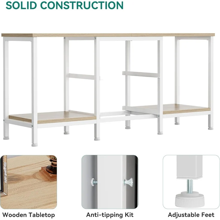 YITAHOME TV Schrank für bis zu 47 Zoll Fernseher, Fernsehtisch Mediaschrank mit 2 Stoffschubladen & 2 Ablagefächern, 110 x 30 x 50 cm Stahlgestell TV Lowboard für Wohnzimmer & Schlafzimmer – Bild 5