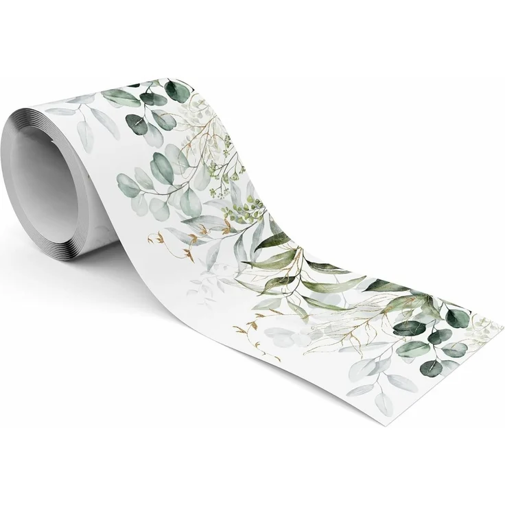 Muralo Bordüre Wandbordüre selbstklebend Blätter – Tapetenbordüre Wohnzimmer, bedruckt, Eukalyptusblätter, 10x300 cm, abriebfest, abwischbar – Bild 1