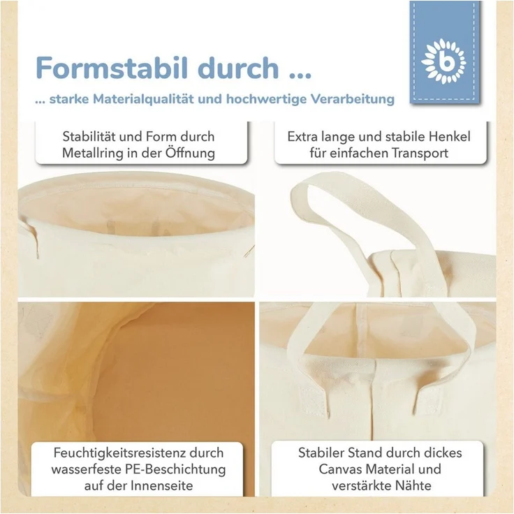 BIECO Wäschetasche Wäschekorb Baby Aufbewahrungskorb Kinder Baumwolle Wasserabweisend – Bild 4