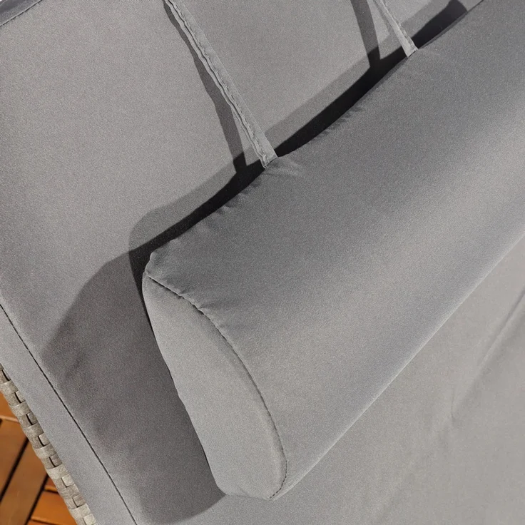 Gartenliege Sonnenliege Liegestuhl Loungeliege Polyrattan Rattan Liege Grau – Bild 4