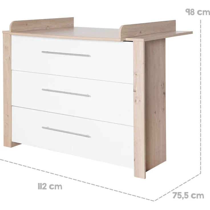 roba Wickelkommode 'Malo' breit - inkl. Wickelansatz - 3 Schubladen - Weiß – Bild 8