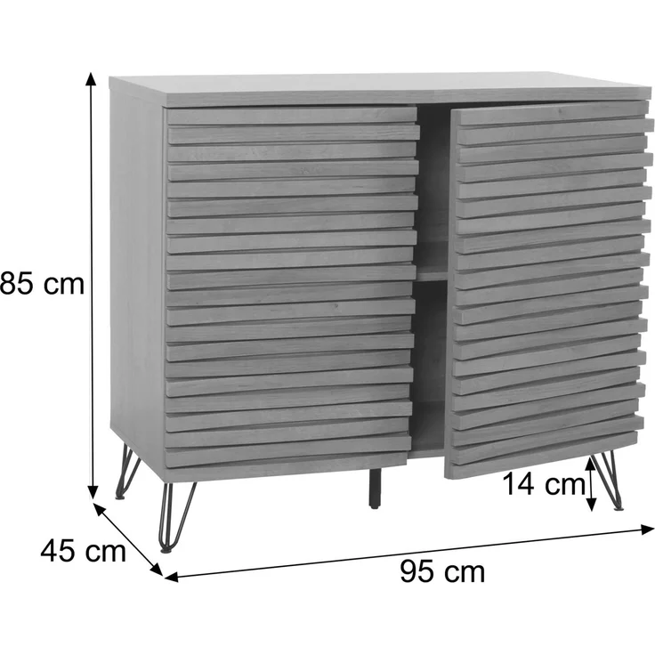 Kommode HWC-M49, Schrank Sideboard Highboard, 3D-Design Staufächer, MDF Metall 85x95x45cm ~ natur – Bild 3