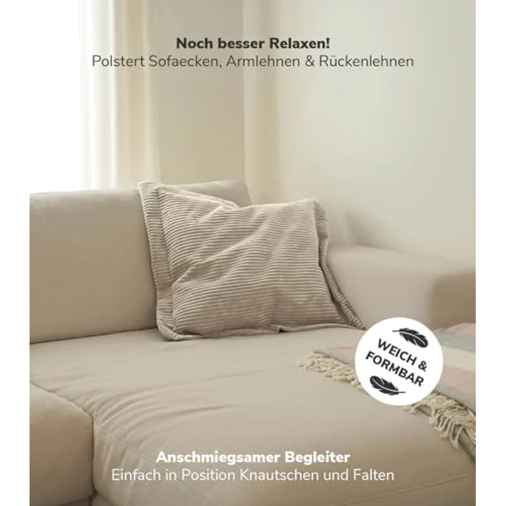 mokebo Sofakissen Das Wölkchen, (aus Cordstoff), auch als Dekokissen, Zierkissen oder Flatterkissen in Beige – Bild 3