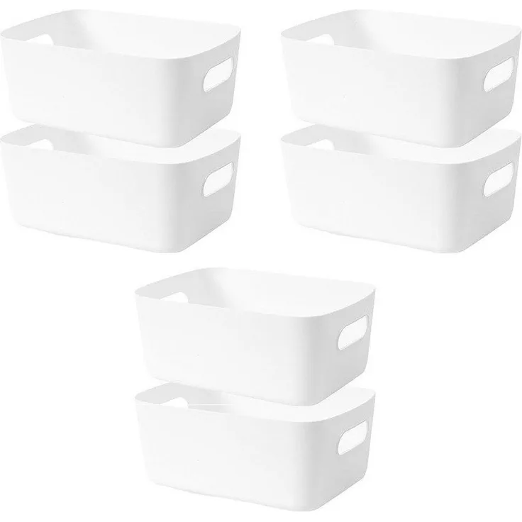 FELIXLEO Aufbewahrungsbox Aufbewahrungsbox Aufbewahrungskorb Regal Kunststoffbox (Weiß) (6 St)