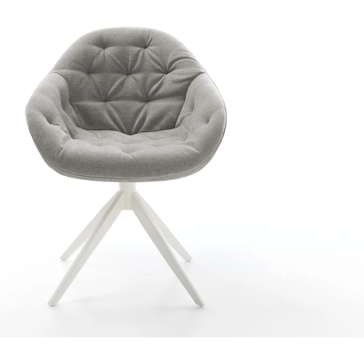 Drehstuhl Gaio-Flex Strukturstoff Soft Grau Kreuzgestell breit Weiß 360° drehbar Wippfunktion – Bild 2
