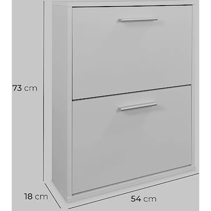 Dreaming Online - Schuhregal mit 2 Türen, Schmales Schuhregal, Modell Alais, Weiß lackiert, Maße: 77,5 cm hoch x 60 cm breit x 25 cm tief, Praktisch und funktionell – Bild 3