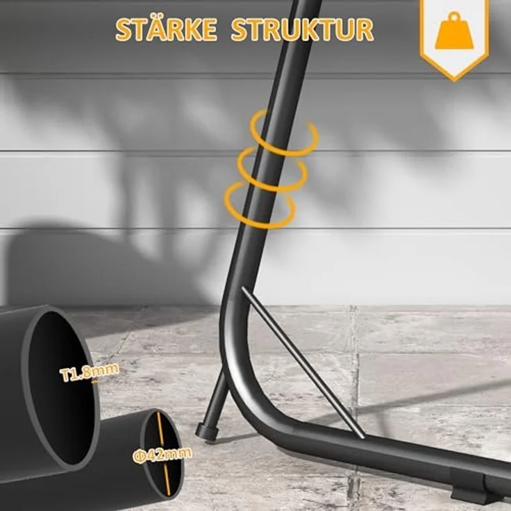 Outsunny Hängemattengestell Hängestuhlgestell Höhenverstellbarer Hängesesselgestell, (Hängesesselgestell, 1-St, Ständer für Hängestuhl), Metall, Schwarz, 133 x 116 x 195,230 cm – Bild 3