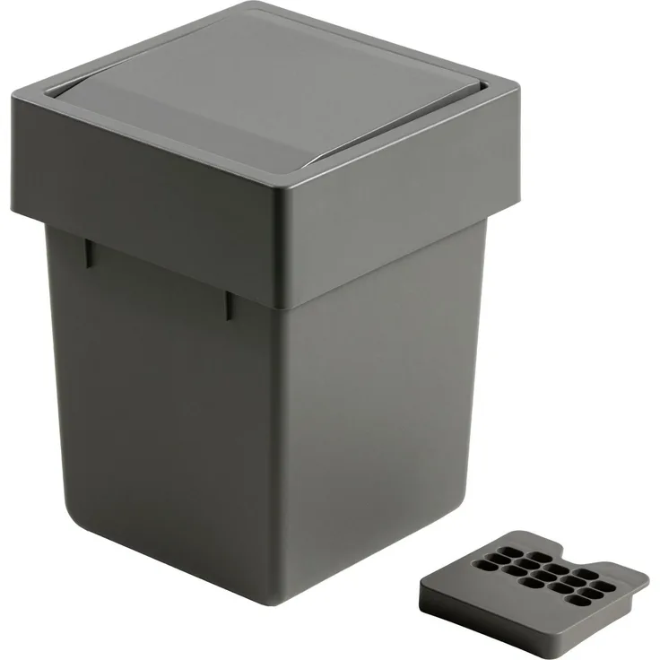 FACKELMANN Einbau Mülleimer 17 cm breit, Anthrazit, mit Schwingdeckel
