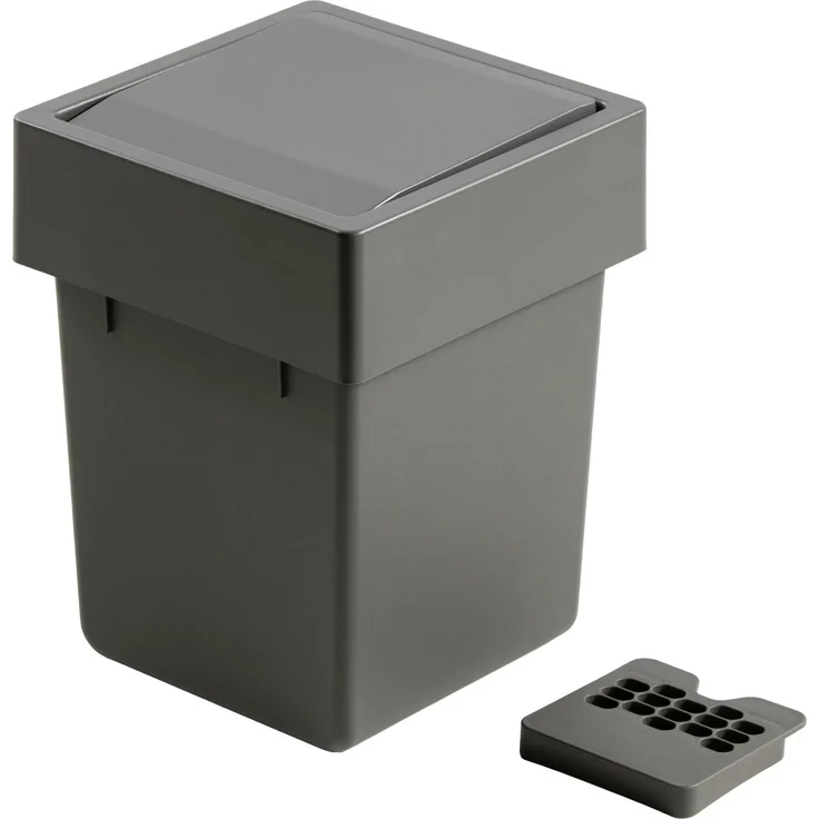 FACKELMANN Einbau Mülleimer 17 cm breit, Anthrazit, mit Schwingdeckel – Bild 1