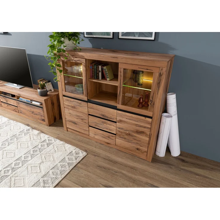 Highboard Wildeiche / Zerreiche 155x43x140 braun geölt MONTREUX #356 – Bild 2