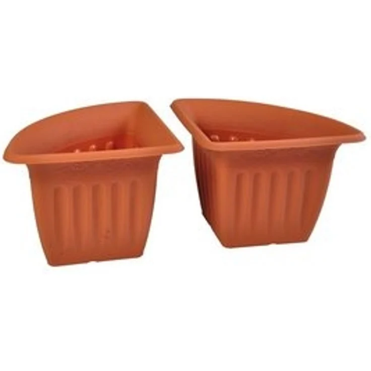 Eck-Blumentopf 4er-Set Terrakotta Pflanztopf Blumenkübel Pflanzkübel Pflanzgefäß – Bild 6