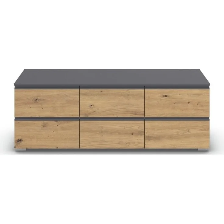rauch Joel-Extra, TV-Element, Lowboard, 6 Schubladen, Farbe Grau metallic/Eiche Artisan, BxHxT 120x42x42cm – Bild 2