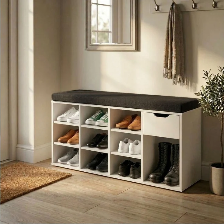 BOXIMO Schuhschrank Schuhschrank mit Sitzfläche KADO, 104 x 50 x 30 cm (Schuhschrank GRADIA mit Sitzbank) – Bild 1
