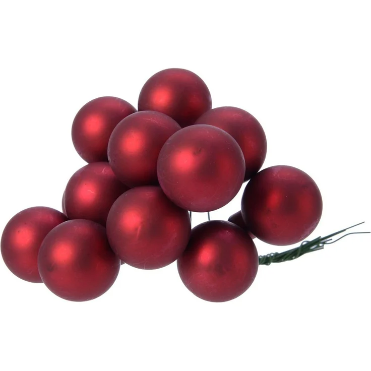 Kaemingk Weihnachtsbaumkugel, Weihnachtskugeln am Draht 2cm Glas 12 Stück - Ochsenblut matt – Bild 2