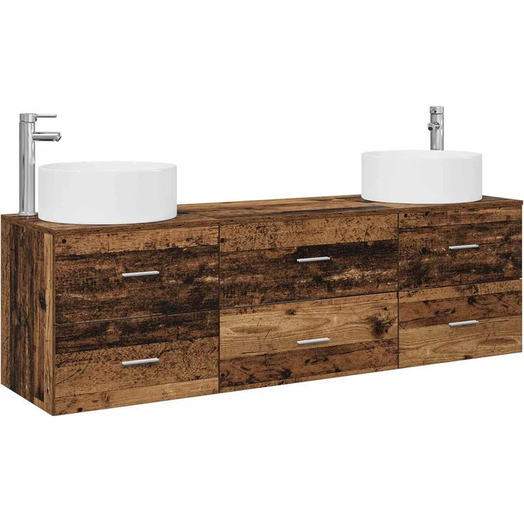 vidaXL Badezimmerschrank-Set 3 stk. Altholz 161,5 x 44,5 x 80 cm 3405945 – Bild 2