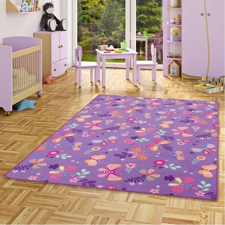 Snapstyle Kinderteppich Kinder Spiel Teppich Schmetterling, Eckig, Höhe: 4 mm – Bild 5