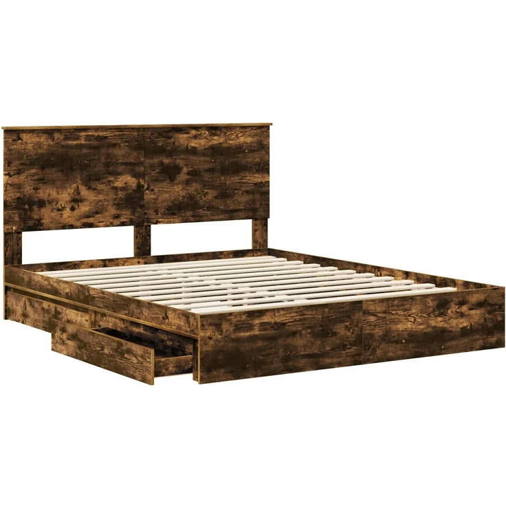 vidaXL Aufbewahrungsbett Geräucherte Eiche 160 x 200 cm Holzwerkstoff 3411191 – Bild 4