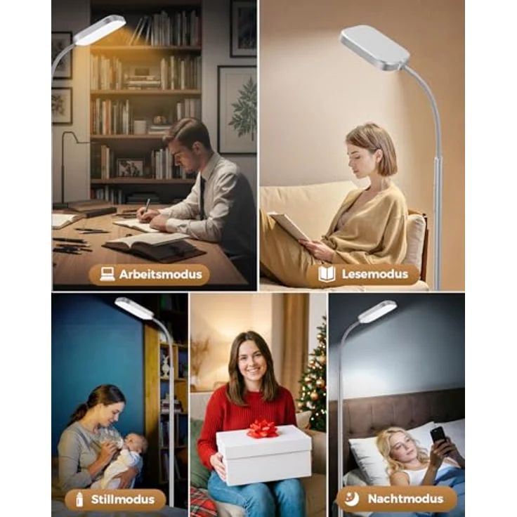 LED Stehlampe dimmbar 18W, 1850lm – Stehleuchte Wohnzimmer mit Fernbedienung, 3000–6500K, stufenlos dimmbar, Leselampe Bett mit Nachtlicht, moderne Stehlampe mit Prismadiffusor – Bild 10