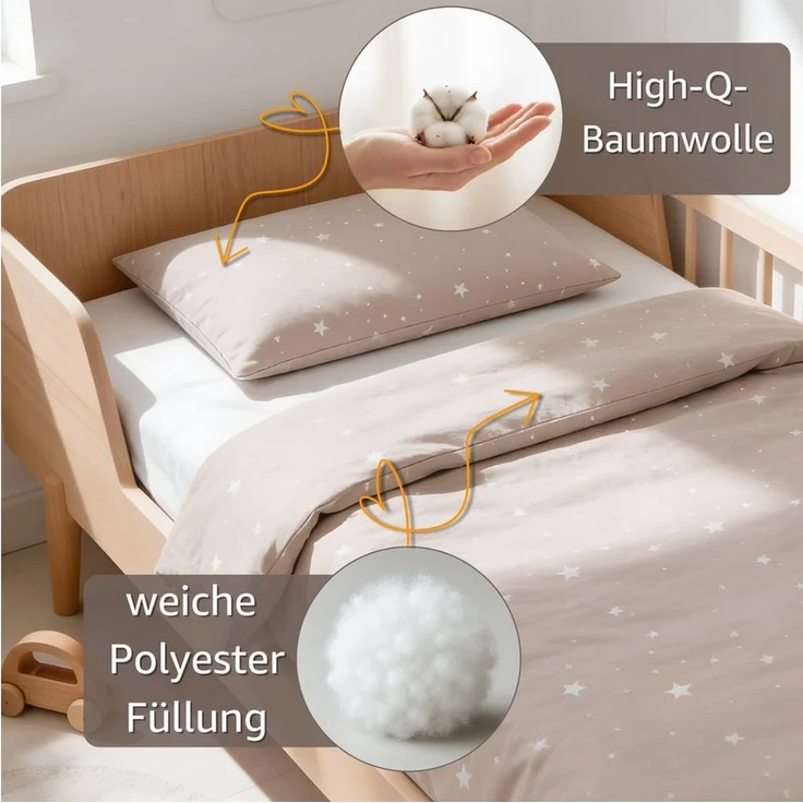 Kinder Bettdecke ohne Bezug 90x120 cm - Baumwolle Baby Decke und Kissen Set Kinderdecke 90x120 und Kopfkissen 60x40 - Bettdecken Kinderbettdecke Oeko-Tex Teddybären – Bild 3