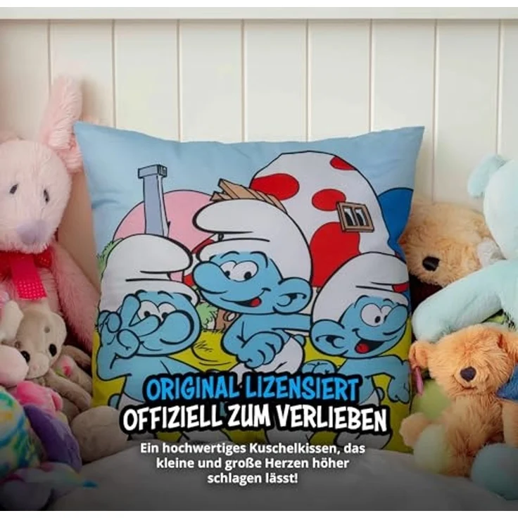 United Labels® Dekokissen Die Schlümpfe Kissen Plüsch Zierkissen Kopfkissen 40x40 cm – Bild 6