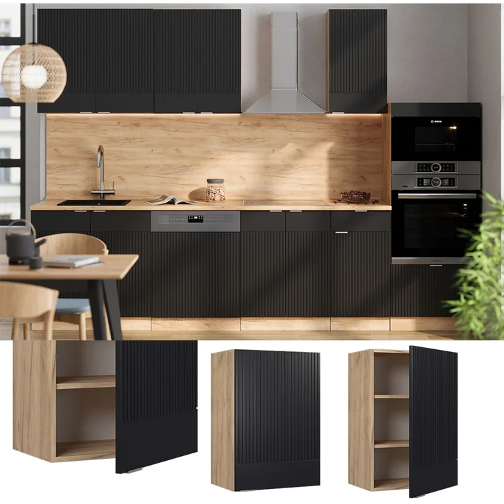 Hängeschrank Fame-Line Schwarz gestreift 50 cm Vicco – Bild 2