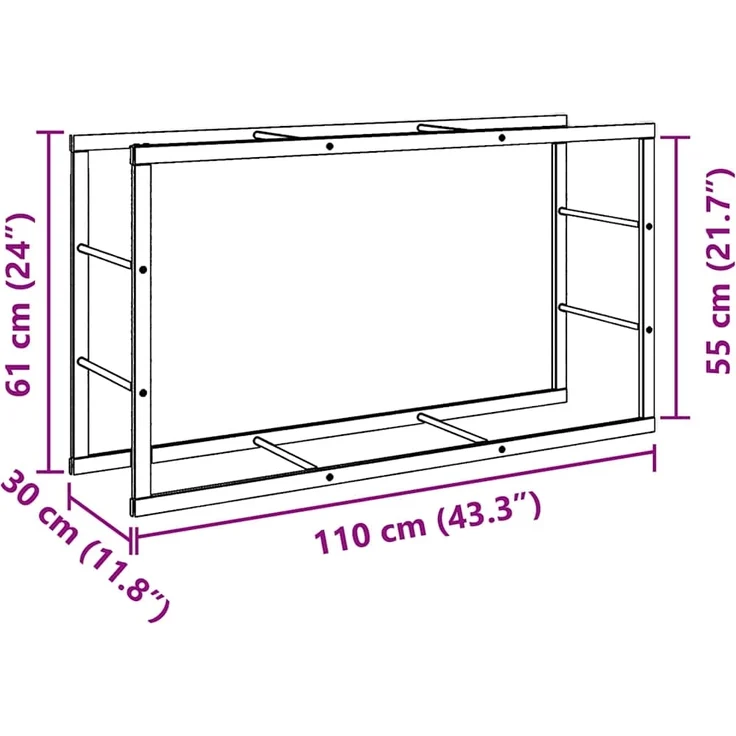 vidaXL Brennholzregal Schwarz 110x30x61 cm Stahl 4018466 – Bild 9