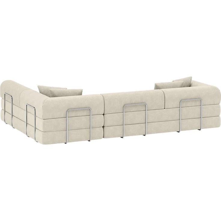 skølm 'Lofn' Modulares Sofa 4 Sitzer, 300x200 cm, Vollschaumcouch mit Metallgestell, Cord beige, Schlafsofa vakuumverpackt, kein Aufbau erforderlich – Bild 12