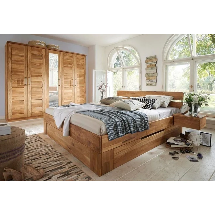 Home affaire Nachtkonsole Tommy (Set, 2 Nachtkonsolen), 2er Set, aus massivem Wildeichenholz, für eine Ergänzung zum Bett – Bild 3