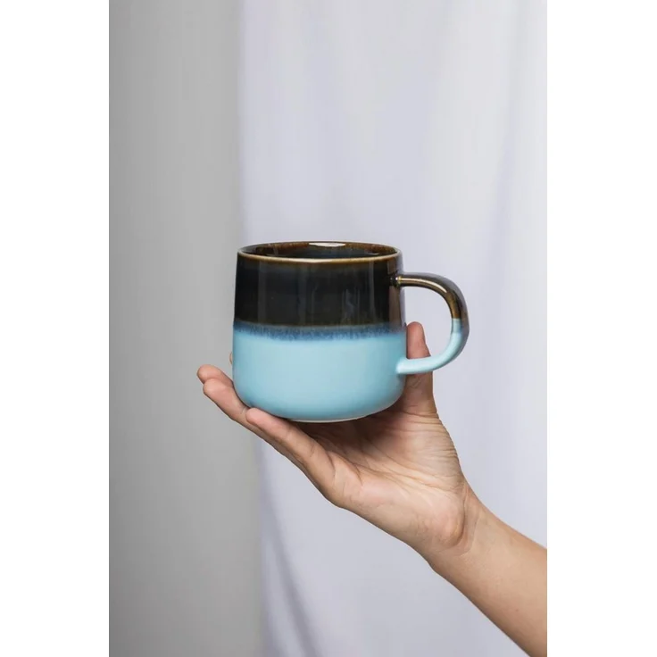 Tranquillo Tasse aus Steingut INDUSTRIAL 390ml groß blau spülmaschinengeeignet, Becher mit handgetauchter Glasur - einzigartige, zweifarbige Optik – Bild 3