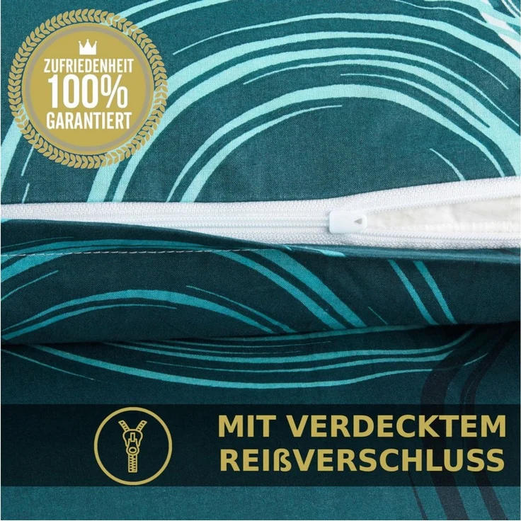 Malika Bettwäsche 135x200 + 80x80 cm atmungsaktiver Baummwoll Renforce Bettbezug, Renforce Baumwolle, 2 teilig, Für Allergiker geeignet, pflegeleicht, angenehm weicher Stoff – Bild 4
