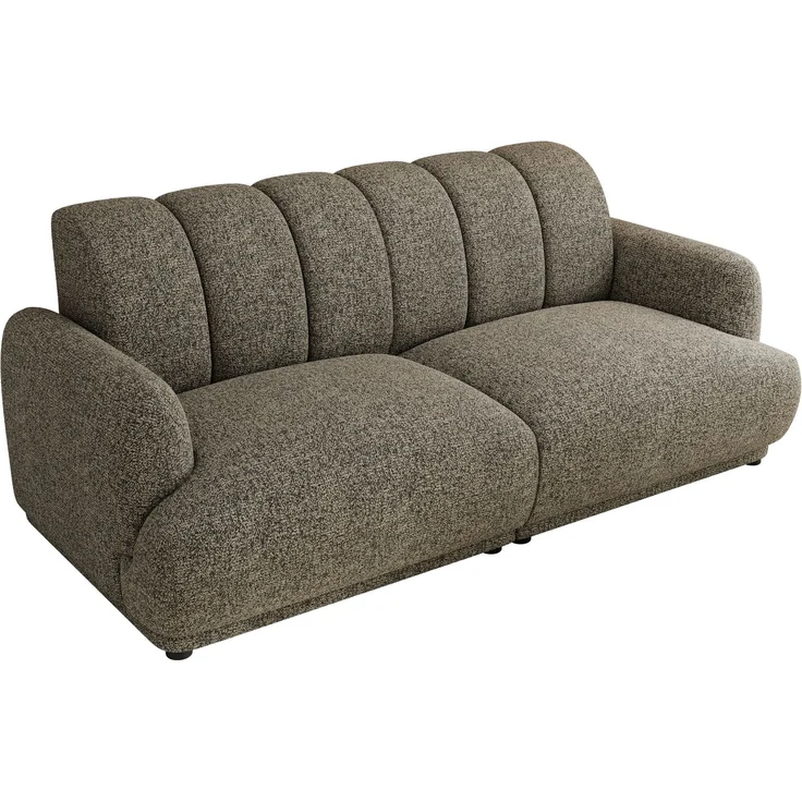 Modernes 3-Sitzer Design Sofa GERRA, feststehende Couch mit ergonomischer HR-Schaum Rückenlehne, hochwertige Wellenfederung, stabiler Massivholzrahmen, Luxus-Optik - Grau Strukture – Bild 7