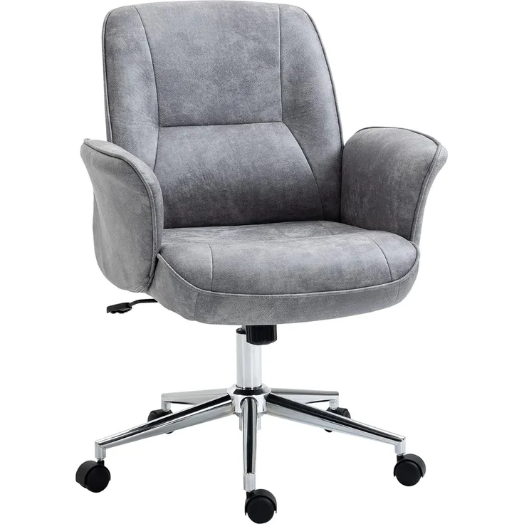 Vinsetto Bürostuhl Schreibtischstuhl höhenverstellbarer Drehstuhl ergonomischer Arbeitsstuhl mit Wippenfunktion modern schick Belastbar bis 120 kg Mikrofaser Hellgrau 67 x 69 x 92-102 cm