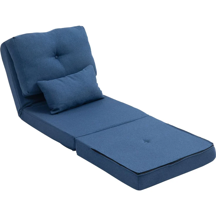 MELAYR, Schlafsofa/Sessel, 1-Sitzer mit 1 Kissen und verstellbarer Rückenlehne, Dunkelblau, 120 x 60 x 25 cm, Blau – Bild 2