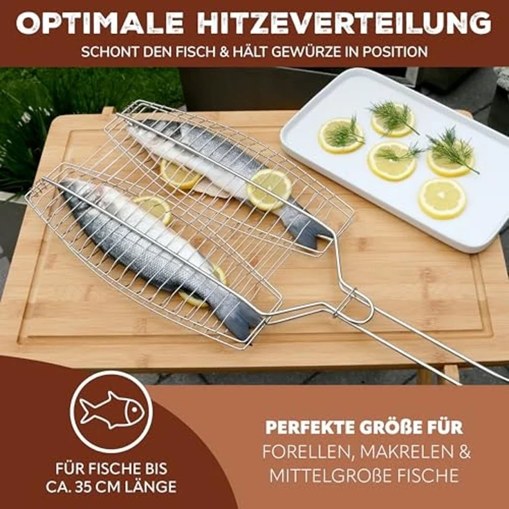 bremermann Grillguthalter Fischgriller 2fach // Edelstahl // ca. 65 x 26,5 cm // Fischbräter – Bild 3