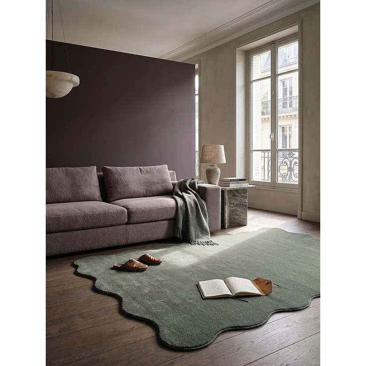 KADIMA DESIGN Teppich TIRSO Hochflorteppich Waldgrün 140x200 Uni Polyester Antirutsch, Rechteckig, Höhe: 18 mm, Trittschalldämmend, Strapazierfähig, Fußbodenheizung geeignet – Bild 4
