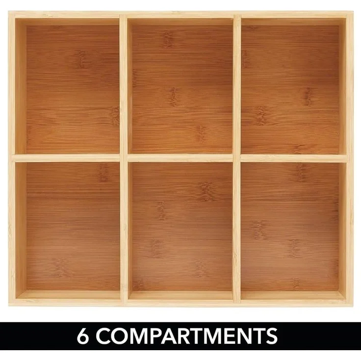 mDesign Teebox Gewürzbox Holz Organizer 6 Fächer 2er-Set Bambus Natur – Bild 5