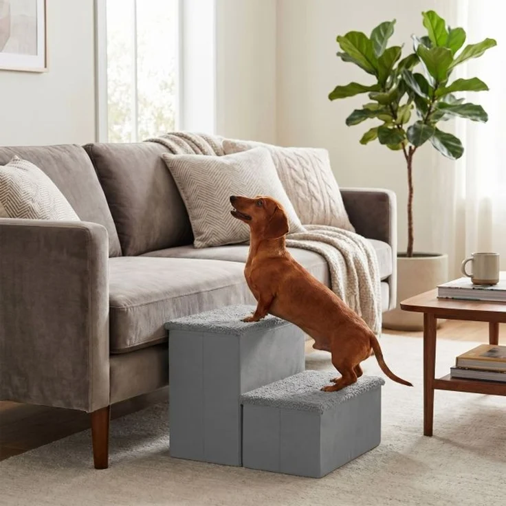 Relaxdays Faltbare Hundetreppe mit Stauraum – Bild 2