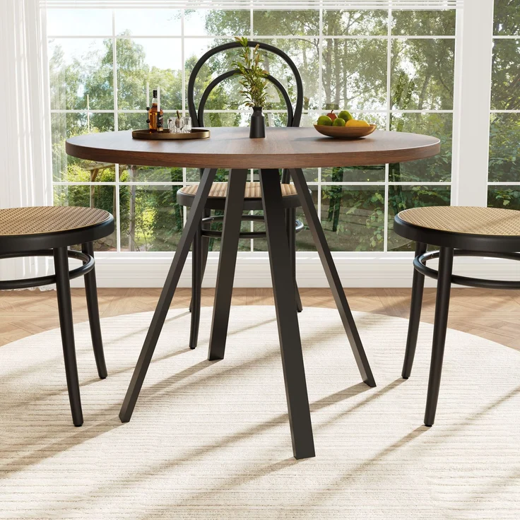 Quadratischer Esstisch 80×80 cm, MDF Tischplatte mit stabilen Metallbeinen, kompakter Küchentisch, Arbeits- und Studiertisch, multifunktional – Bild 4