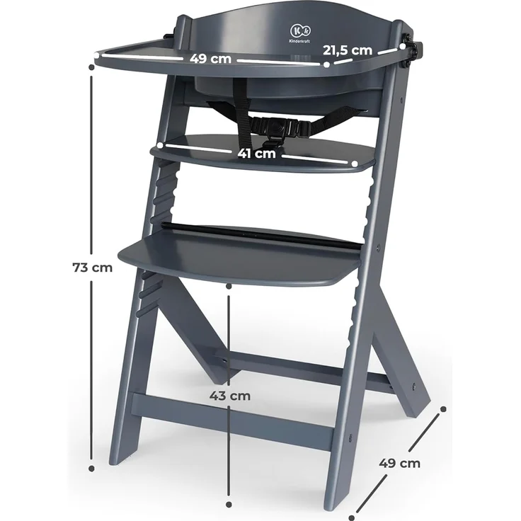 Kinderkraft 'Enock' Hochstuhl, Grey - Grau – Bild 8