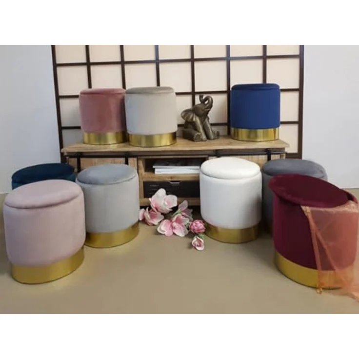 Amagohome Sitzhocker Samthocker Ø 31 H 38 cm Velour Hocker mit Stauraum u. Deckel - Deko Ho – Bild 4