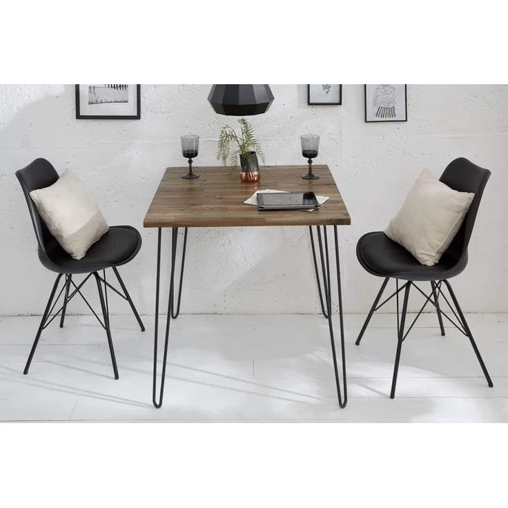 riess-ambiente Esstisch SCORPION 70cm Akazie braun – Metall, Hairpin Legs, Retro, massiv (Einzelartikel, 1-St), Kompakt, quadratisch, Vintage Tisch mit Metallbeinen schwarz – Bild 5