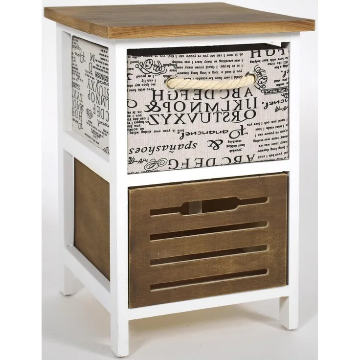 Kobolo Kommode Holzregal Regal mit 2 Schubfächern 45 cm