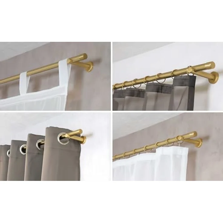 iso-design Gardinenstange Messing Matt 20 mm Endstück Kappe Wand- oder Deckenmontage, Ø 20 mm, 1-läufig, Fixmaß, verschraubt, Aluminium, Mit Metallsäge beliebig kürzbar – Bild 4