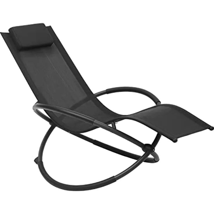 WOLTU Sonnenliege Schwingliege Relaxliege, klappbar, atmungsaktiver Textilenbezug, bis 160 kg belastbar, für Garten und Terrasse, Schwarz